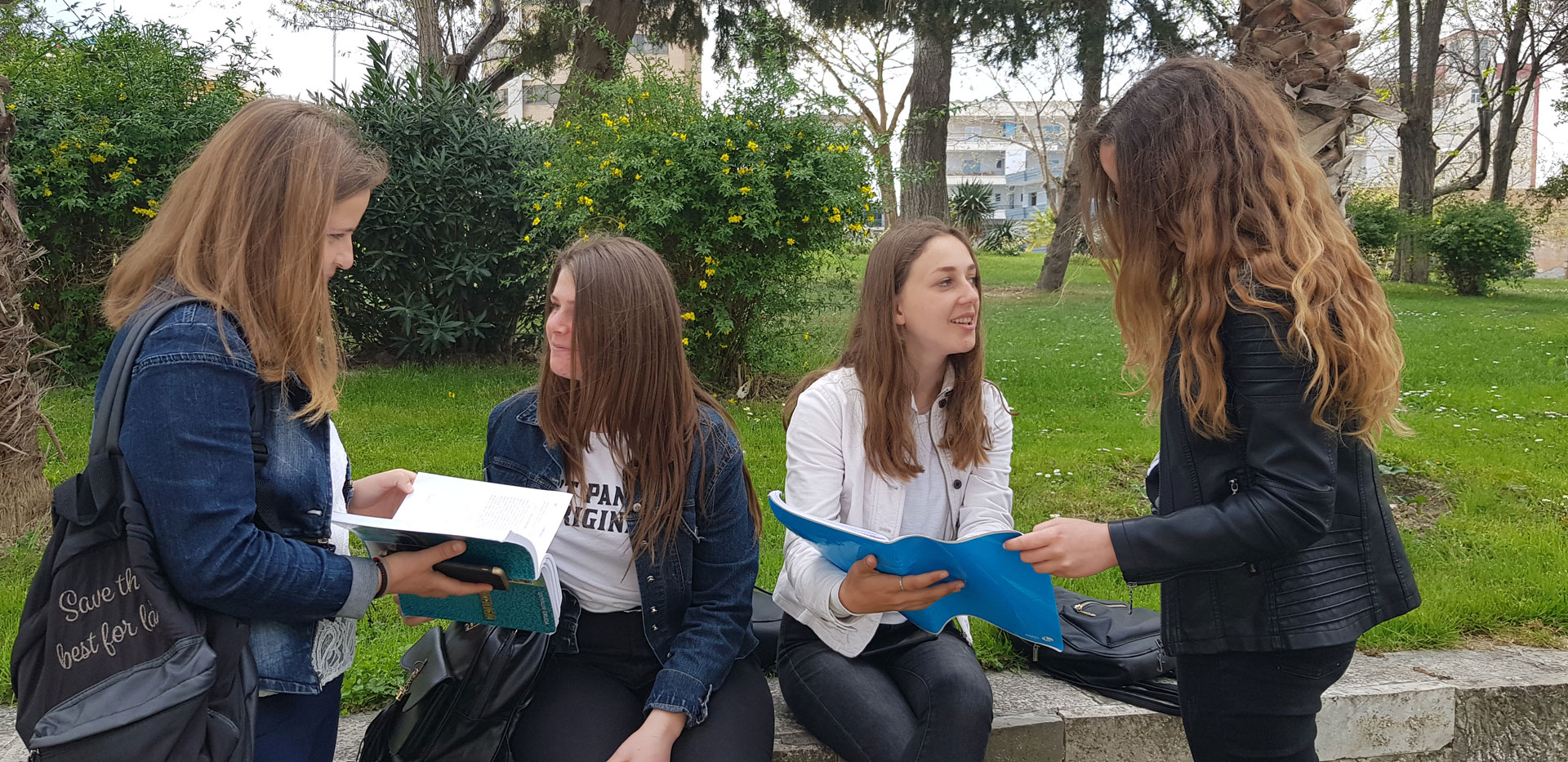 Student outside the UniVlora rectorate building